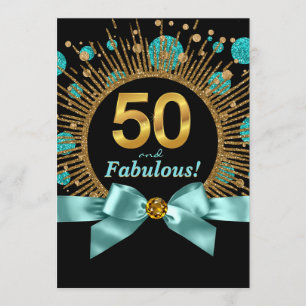 Invitation Turquoise Parties scintillant bleue et or femmes 5