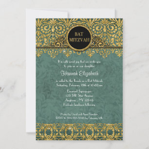 Invitation Turquoise Peacock Manoir anglais Art Déco Nouveau 