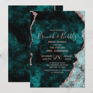 Invitation Turquoise Rose Vert Gold Brunch & Fête des mariées