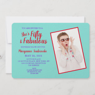 Invitation Turquoise, Rouge Cinquante et Fabuleuse fête d'ann