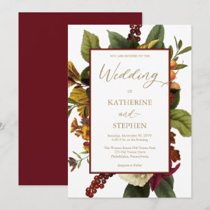 Invitation Turquoise rustique Orange Mariage de bouquet d