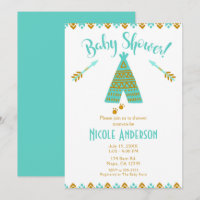 Turquoise Sarcelle & Or Tipi Baby Shower Moderne