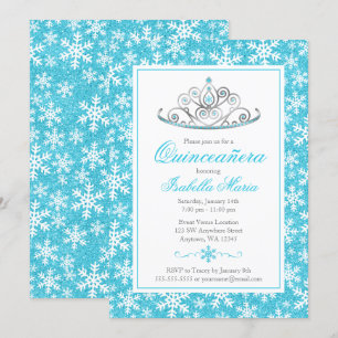 Invitation Turquoise Silver Princess Winter Wonderland Quince