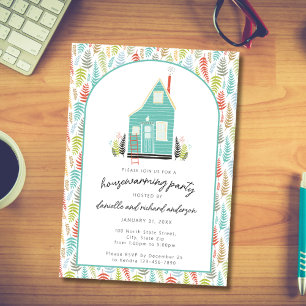 Invitation Turquoise Simple House Party