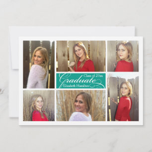 Invitation Turquoise Turquoise 6 Photo Collage Diplôme person