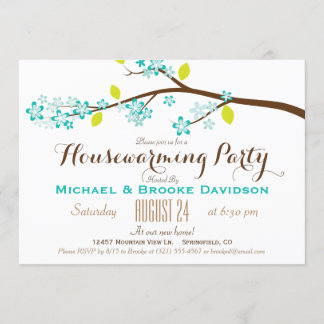 Invitation Turquoise, Vert citron, Fête Brown de réchauffemen