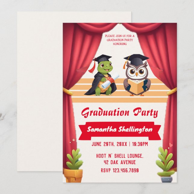 Invitation "Turtley Wise : une remise de diplômes extraordina (Devant / Derrière)