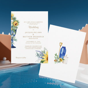 Invitation Tuscan Sunflower Mariage Texte Or