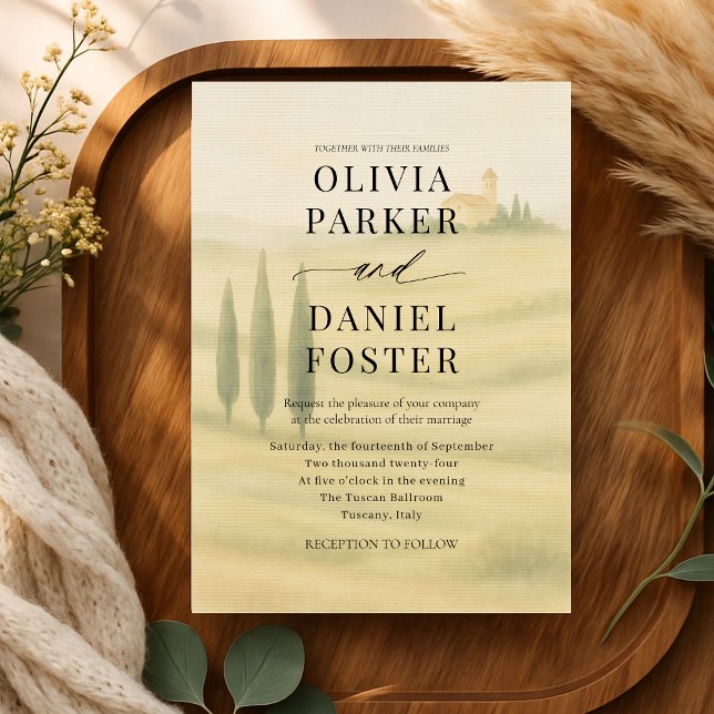 Invitation Tuscany Italy Watercolor Destination Wedding  (Créateur téléchargé)