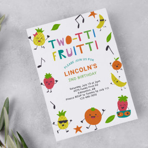 Invitation Tutti Fruitti 2e anniversaire Mignons Fruits d'été