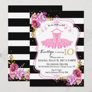 Invitation Tutu Ballerina Étincelle Florale Dixième anniversa