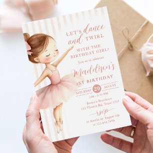 Invitation Tutu Ballerine Danseuse de Ballet Fille Anniversai