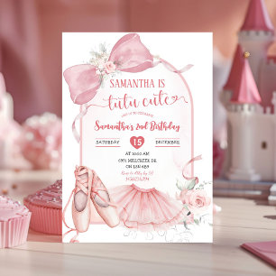 Invitation Tutu Cute Ballerina Coquette rose Deuxième anniver