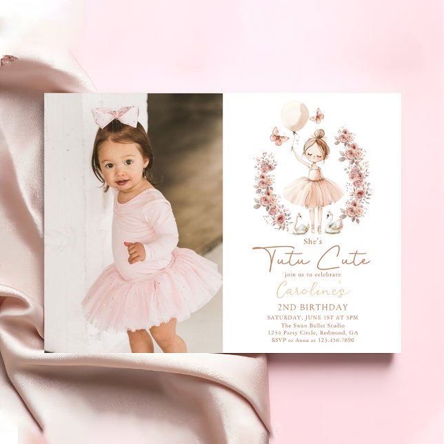 Invitation Tutu Cute Ballet Ballerina Photo Anniversaire (Créateur téléchargé)