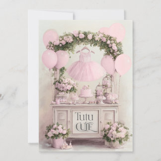 Invitation Tutu Cute Ballet Pink Ballerina Theme for Girls