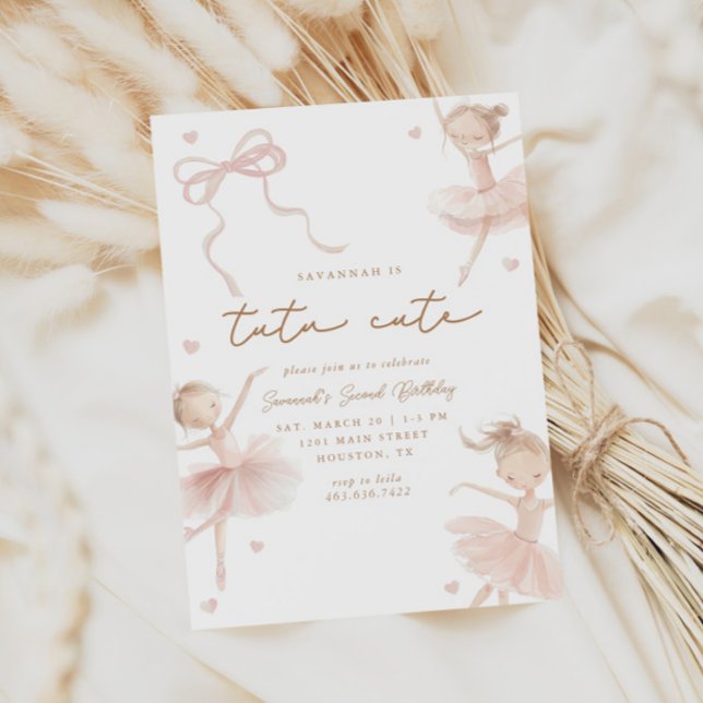Invitation Tutu Cute Girls Second Ballerina Anniversaire (Créateur téléchargé)