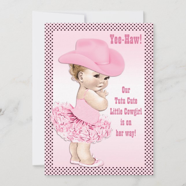Invitation Tutu Cute Little Cowgirl Baby shower (Devant)