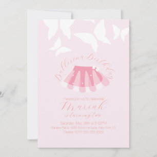 Invitation Tutu de ballerine Fille Anniversaire Papillon