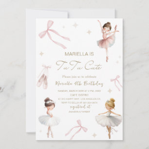 Invitation Tutu élégant aquarelle pour 4ème anniversaire mign