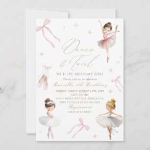 Invitation Tutu élégant aquarelle pour un 5ème anniversaire m
