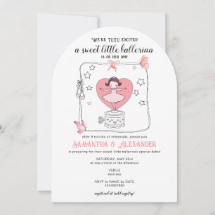 Invitation Tutu Excité Ballerina QR Code Display Baby shower