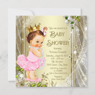 Invitation Tutu Princesse Rose Or Baby Shower