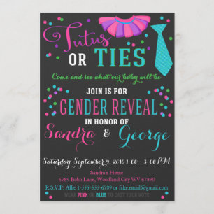 Invitation Tutus ou Cravates Révélation de genre Chalkboard G