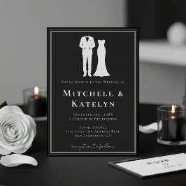 Invitation Tuxedo & Dress Minimal Border Black Wedding