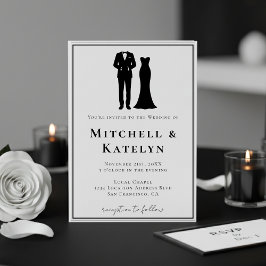 Invitation Tuxedo & Dress Minimal Border White Wedding