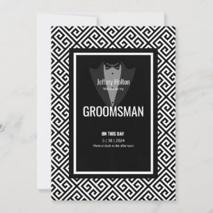 Invitation Tuxedo groomsman, meilleur homme noir et blanc tux