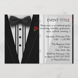 Invitation Tuxedo noir avec Cravate Bow