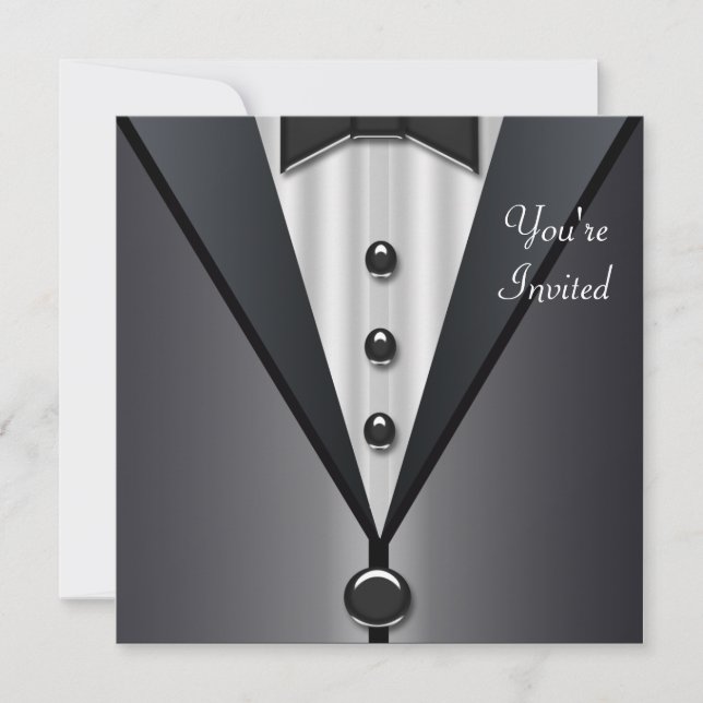Invitation Tuxedo Party robe Cravate noire (Devant)