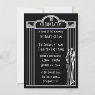 Invitation Tuxedo - Réception de mariage noir et argent -