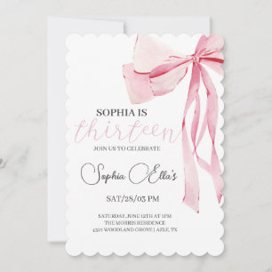 Invitation Tween Bow rose 13e anniversaire Coquette 13e nai