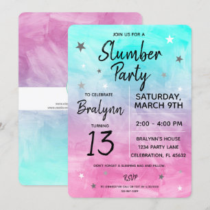 Invitation Tween Fille Anniversaire Fête de bois Aquarelle