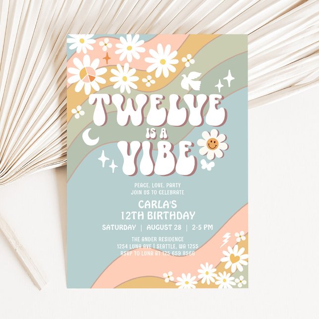 Invitation TWELVE est une Vibe Daisy Hippie les années 70 Ann (Créateur téléchargé)