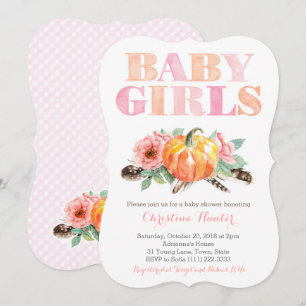 Invitation Twin Baby Girls Citrouille Free Spirit Baby shower