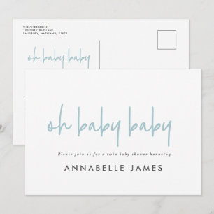 Invitation twin bleu moderne typographie contemporaine