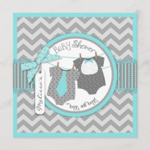 Invitation Twin Boys Cravate Bow Cravate Chevron Imprimer Bab