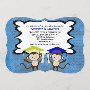 Invitation Twin Boys Monkeying autour de l'invitation à la re