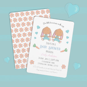 Invitation Twin Bunnies Printemps Baby shower de Pâques Invit