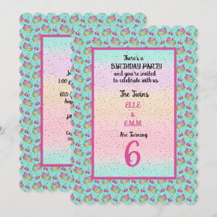 Invitation Twin Girls 6e fête d'anniversaire