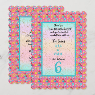 Invitation Twin Girls 6e fête d'anniversaire