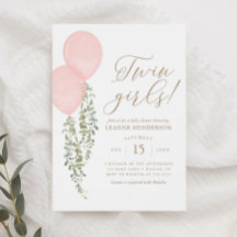 Twin Girls Baby shower Eucalyptus Balloon rose