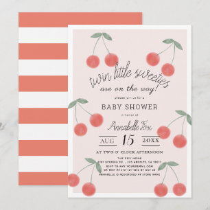 Invitation Twin Little Sweeties Cherries Baby shower rose