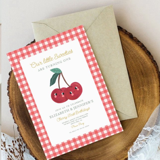Invitation Twin little sweeties Cherry Premier anniversaire (Créateur téléchargé)