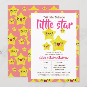 Invitation Twinké Little Star Douche rose Jaune moderne migno