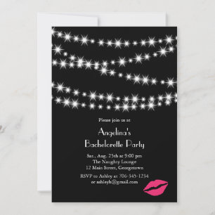 Invitation Twinkle Lights Bachelorette Party (noir)