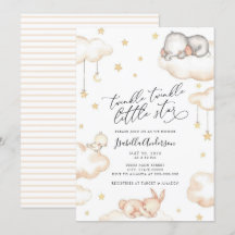 Twinkle Little Star Animals Baby shower neutre