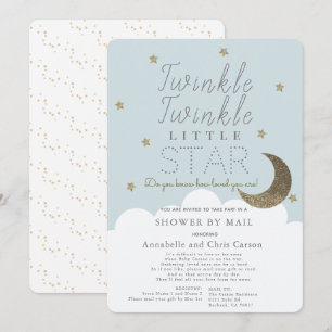 Invitation Twinkle Little Star Baby shower bleu par courrier